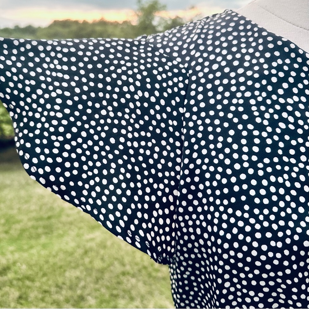 AX Paris Black Polka Dot Wrap Frill Mini Dress - Picture 14 of 16